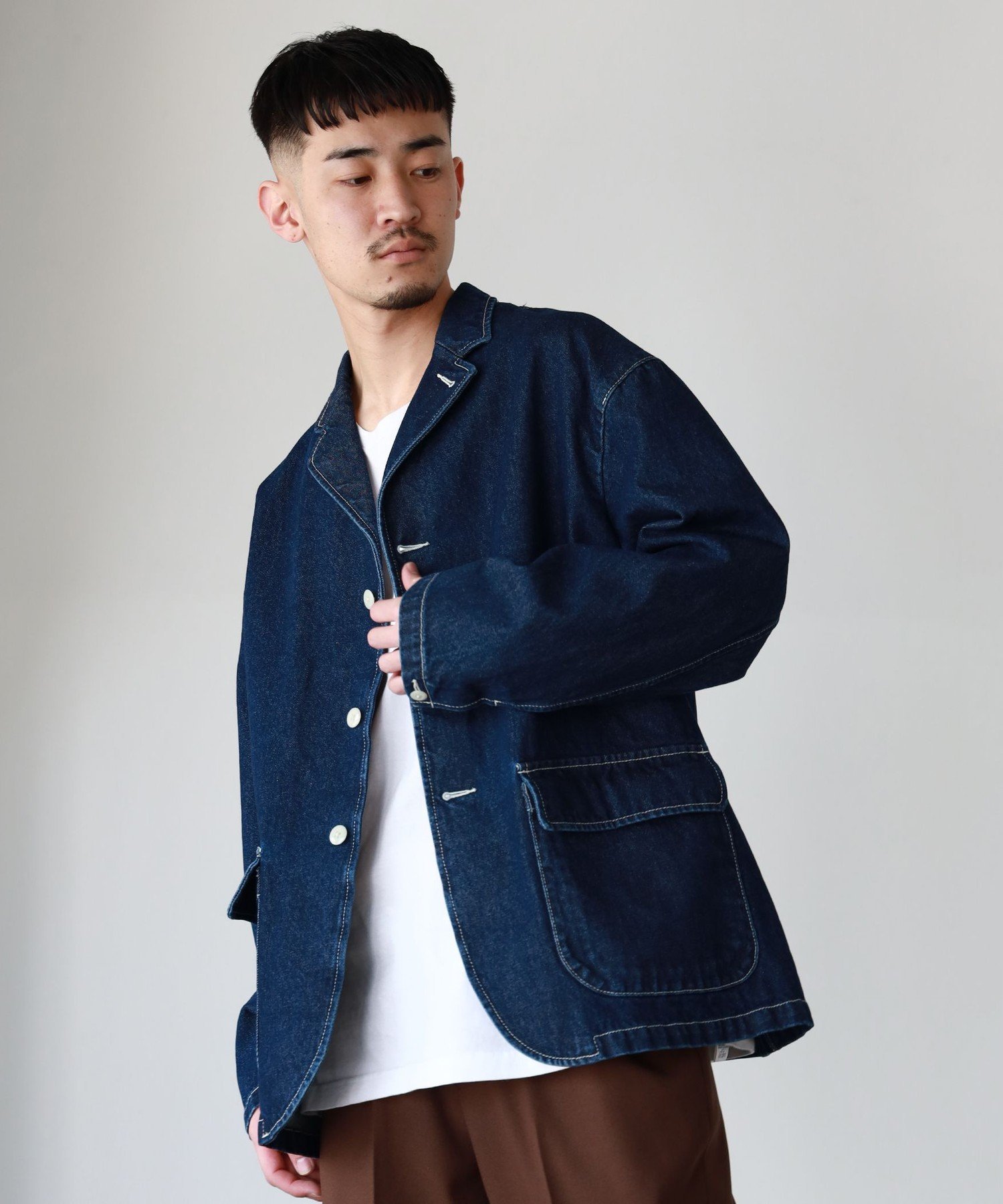 ビームス テーラードジャケット メンズ 【SALE／60%OFF】BEAMS MEN BEAMS / デニム イージー ジャケット ビームス アウトレット ジャケット・アウター テーラードジャケット・ブレザー ブルー ホワイト【送料無料】