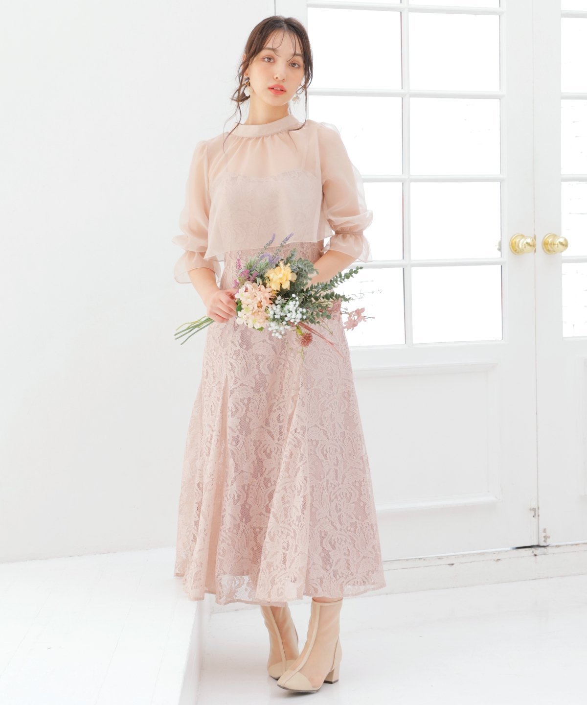 WILLSELECTION バッククロスブラウス*フレアワンピース ウィルセレクション ワンピース・ドレス その他のワンピース・ドレス ブラック パープル ベージュ ピンク【送料無料】のサムネイル