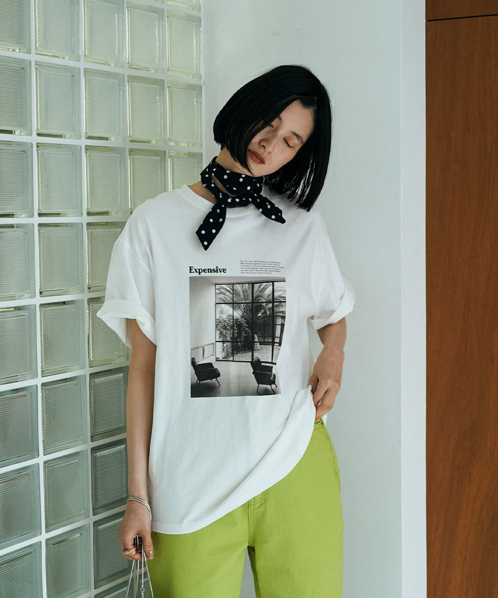 marjour MONOCHROME PHOTO PRINT TEE マージュール トップス カットソー・Tシャツ ホワイト グレー【送料無料】