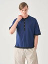 JOHN SMEDLEY バイカラーヘンリーネック半袖コットンニットプルオーバー | EGAN | 30G EASY FIT ジョンスメドレー トップス ニット...