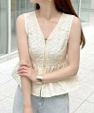 【SALE/15%OFF】Futier Land ジャガードフラワーノースリーブトップス/ベスト フューティアランド トップス ベスト・ジレ ベージュ ホワイト ブラック【送料無料】(4)