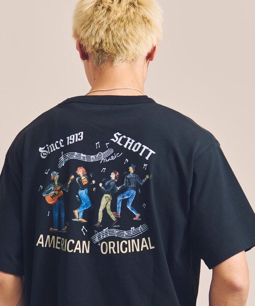 SELECT BRANDS Schott/ショット SS T-SHIRT SESSION(MENS) ジャックローズ トップス カットソー・Tシャツ ホワイト ブラック【送料無料】