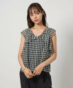 EMMEL REFINES <EMMEL REFINES>EM ギンガムチェック 2WAY ブラウス ユナイテッドアローズ グリーンレーベルリラクシング トップ...