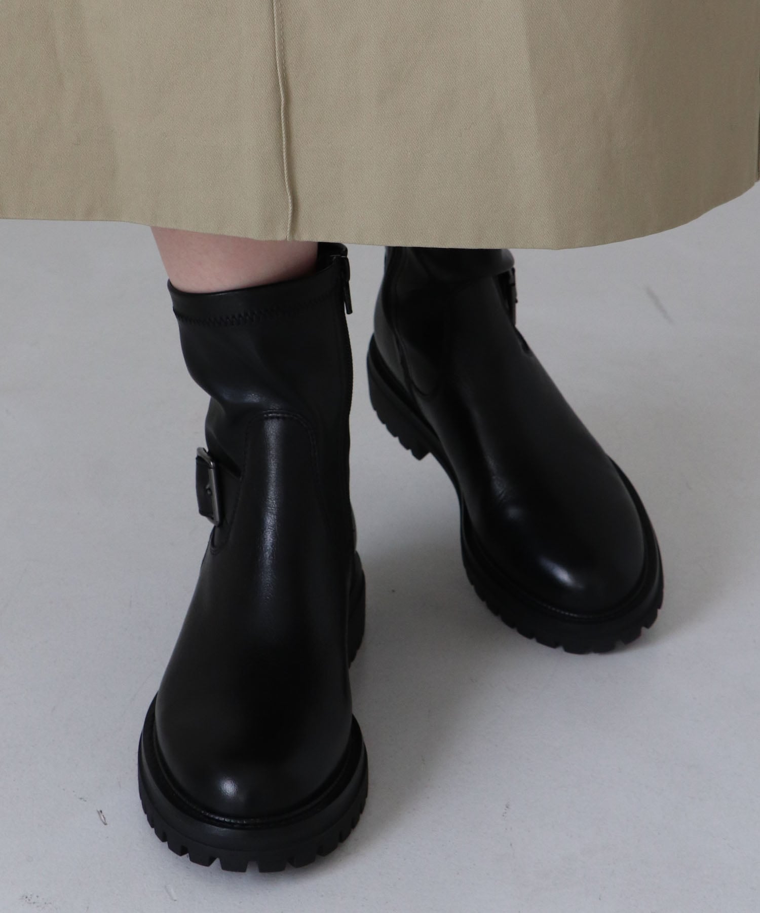 【SALE／12%OFF】EVOL 【本革・柔らかい】ベルトストレッチショートブーツ イーボル シューズ・靴 ブーツ ブルー【送料無料】