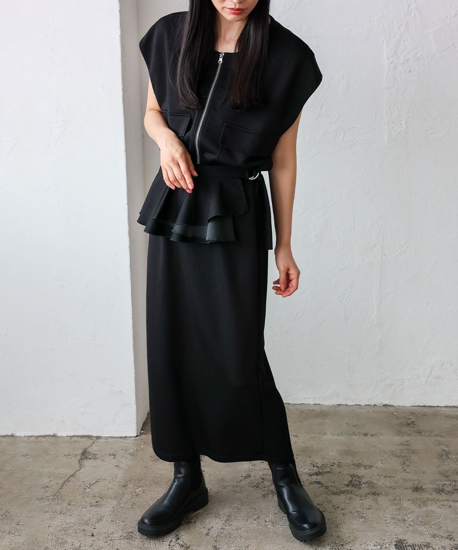 【SALE／40%OFF】aroco フリルベルト付きタイトロングスカート(セットアップ対応) ヴィータフェリーチ..