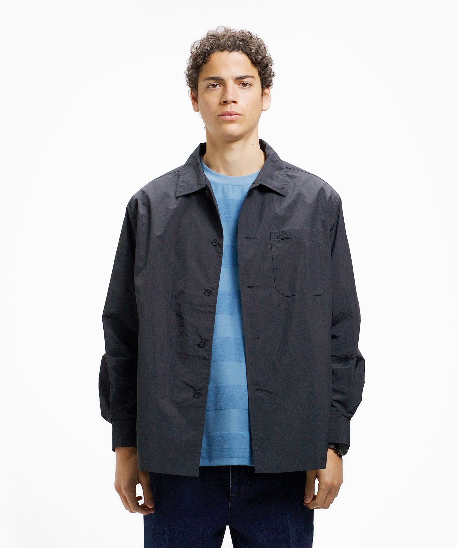 LACOSTE ナイロンリップシャツジャケット ラコステ トップス シャツ・ブラウス ブラック ホワイト【送料無料】