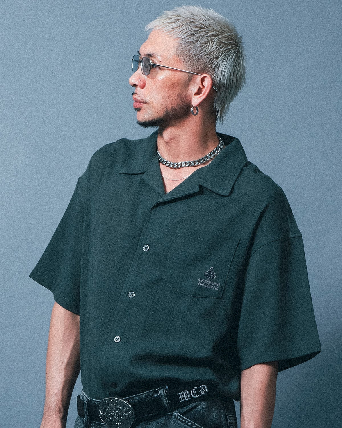 【MCD エムシーディ】 リネンライク ドロップショルダー 半袖 シャツ ガッチャ トップス シャツ・ブラウス グレー