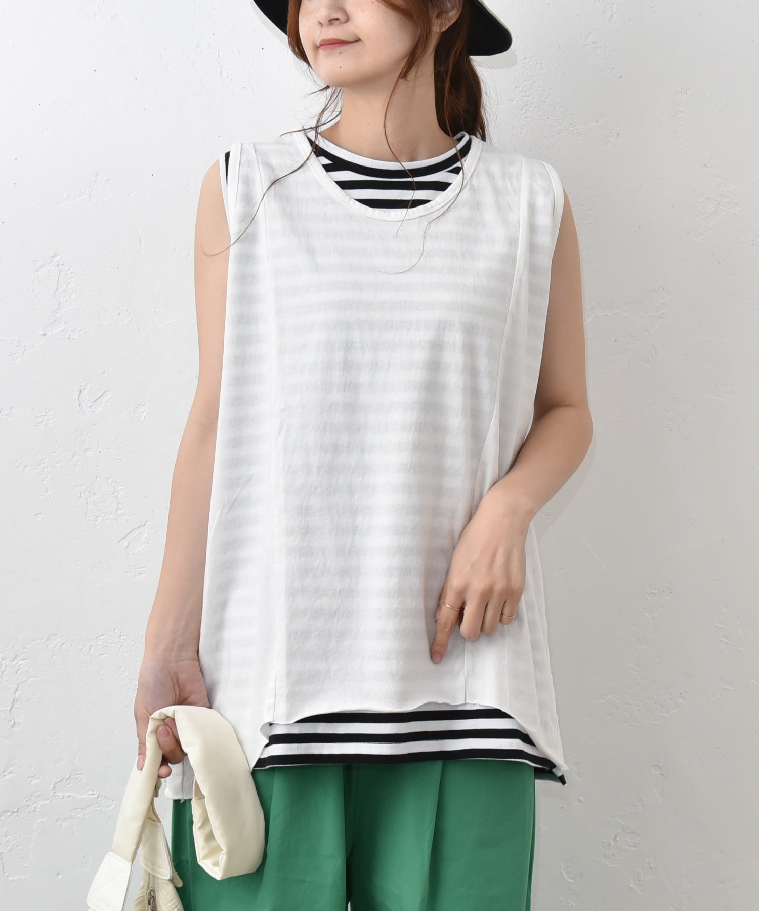 【SALE／20%OFF】in the Market IN THE MARKET｜ベストレイヤードタンク [[C-2591]][C] ハグハグ トップス ベスト・ジレ ブラック ホワイト【送料無料】