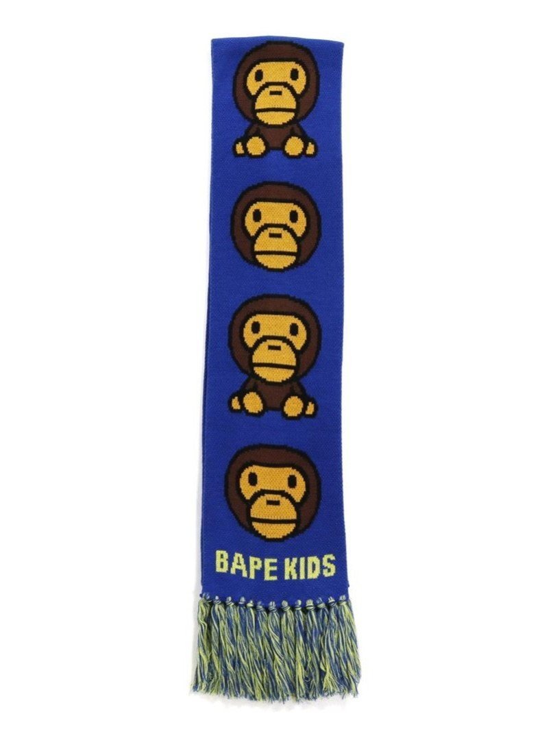 ア ベイシング エイプ A BATHING APE BABY MILO KNIT SCARF K ア ベイシング エイプ ファッション雑貨 マフラー・ストール・ネックウォーマー ブルー ピンク イエロー【送料無料】