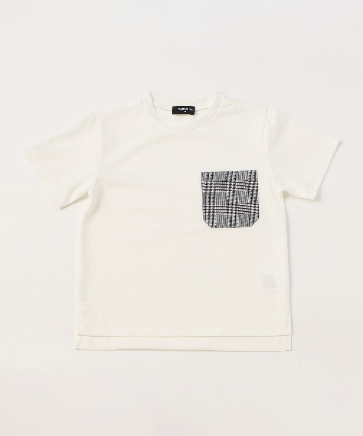 COMME CA ISM グレンチェックポケット 半袖Tシャツ コムサイズム トップス カットソー・Tシャツ ホワイト