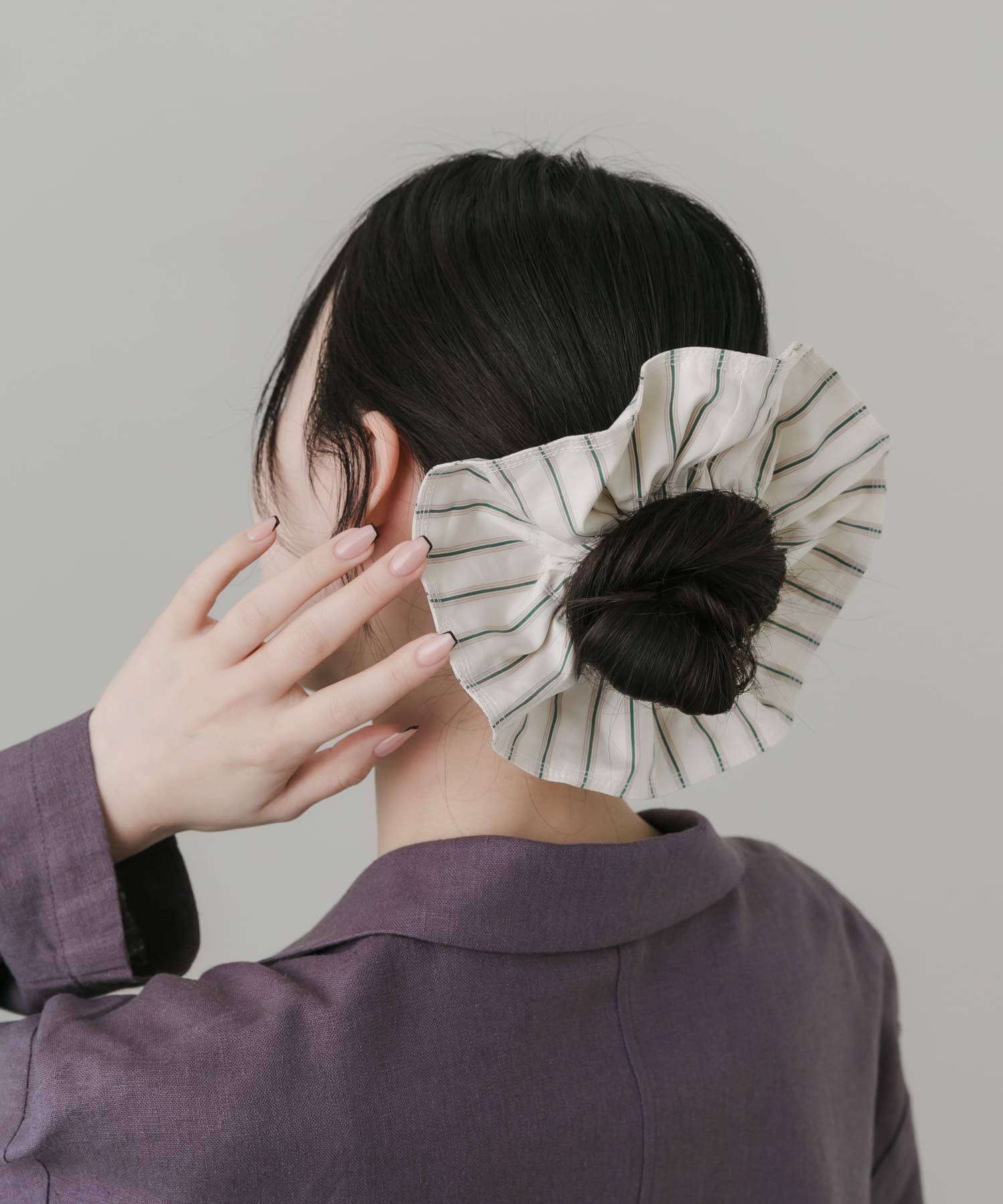 【SALE／50%OFF】SMELLY ストライプビッグシュシュ スメリー ヘアアクセサリー ヘアゴム