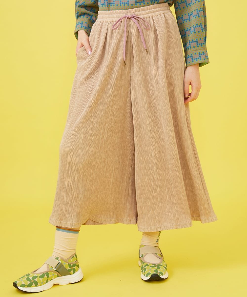 Jocomomola Ondas プリーツワイドイージーパンツ ホコモモラ パンツ その他のパンツ ベージュ ブラック