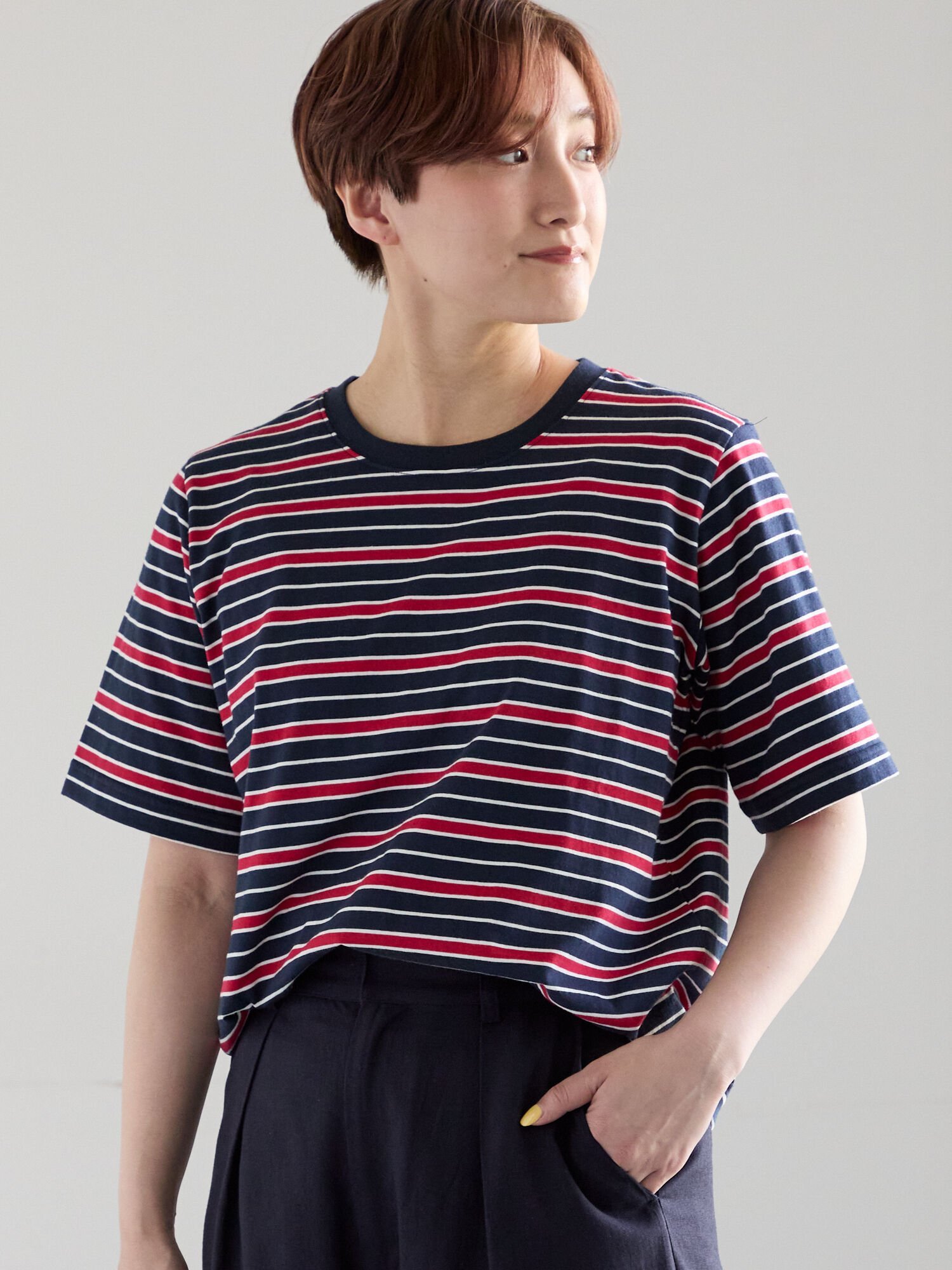 楽天市場】マルチボーダークルーネックtシャツの通販