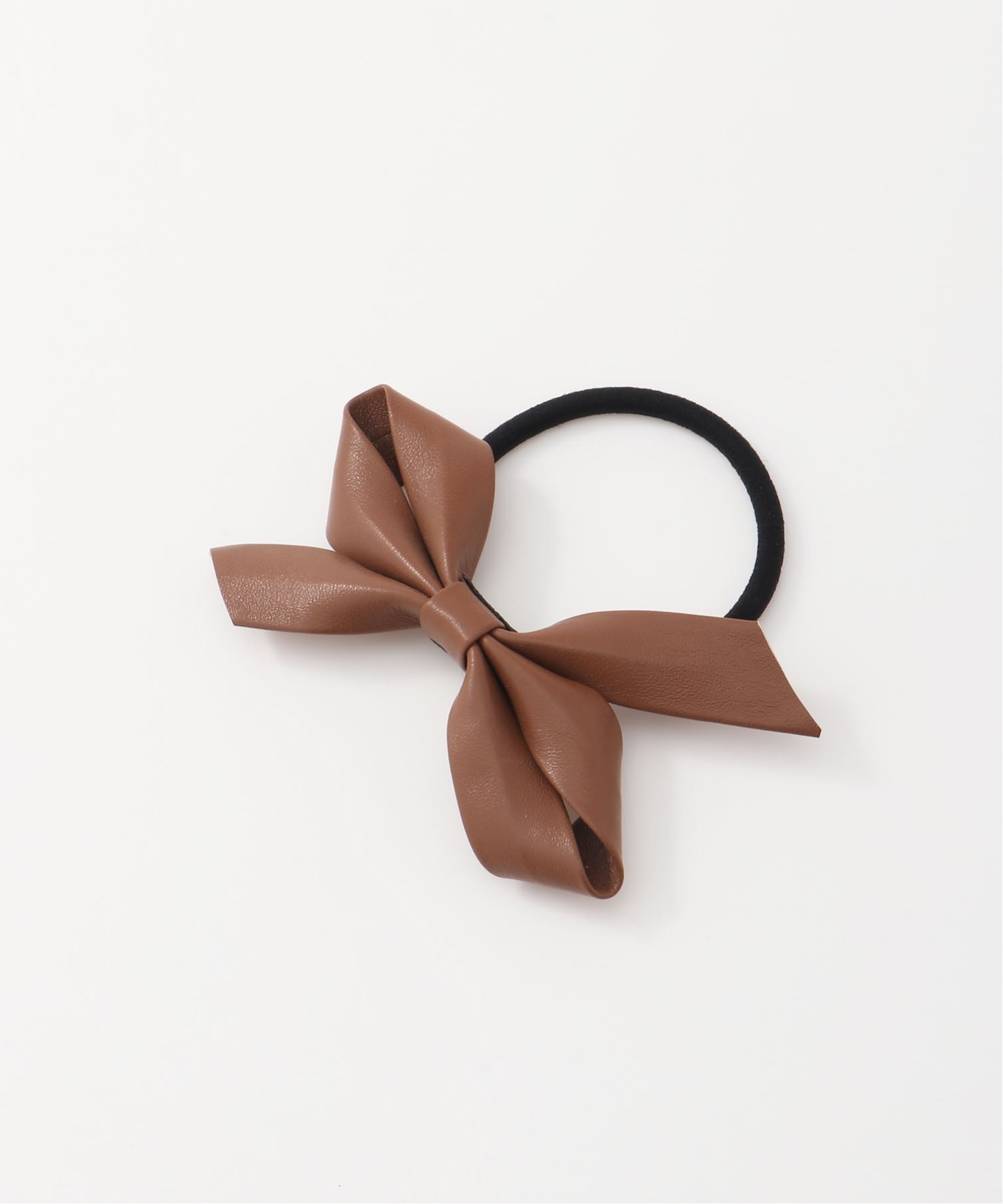 FReePLACe/(W)合成皮革 リボンモチーフヘアゴム ミニョントレフル ルームヨンマルサンセレクティッド ヘアアクセサリー ヘアゴム ブラウン ブラック