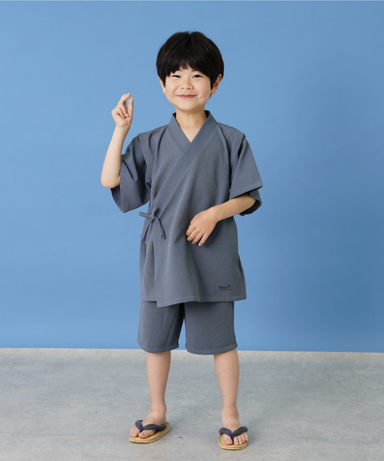 【SALE／40%OFF】and D.petitmain 【速乾】サラサラ甚平 ナルミヤオンライン 着物・浴衣・和装小物 浴衣 グレー ブルー