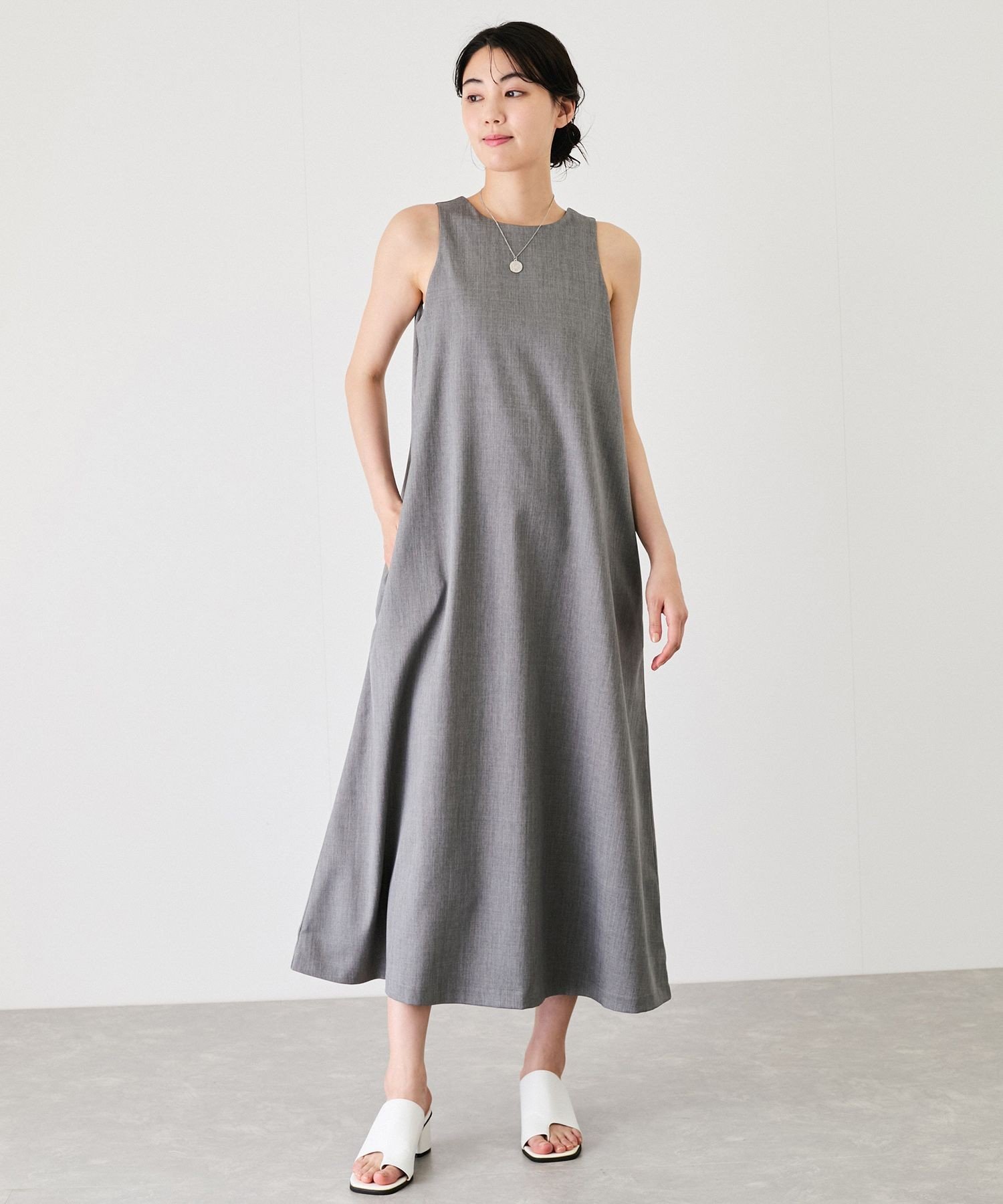 【SALE／30%OFF】JAYRO 杢ムジノースリーブワンピース ジャイロ ワンピース・ドレス ワンピース ネイビー ブラウン ベージュ グレー【送料無料】