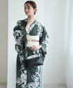 utatane utatane セパレート 二部式浴衣3点セット 灰緑に揚羽 ウタタネ 着物・浴衣・和装小物 浴衣【送料無料】