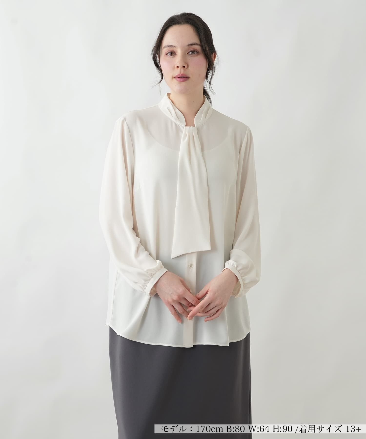 Leilian PLUS HOUSE ブラウス【BOURGE】 レリアン プラスハウス トップス シャツ・ブラウス ホワイト