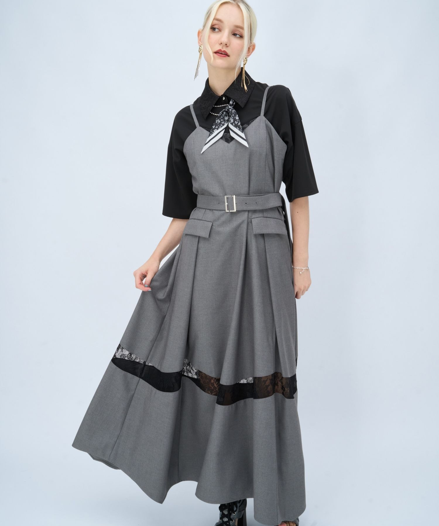 【SALE／13%OFF】HARE レースキリカエキャミワンピース ハレ ワンピース・ドレス ワンピース ブラック グレー ワインレッド ブラウン【送料無料】