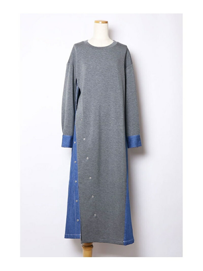 AULA AILA デニムドッキングドレス アウラアイラ ワンピース・ドレス その他のワンピース・ドレス グレー ブラック【送料無料】のサムネイル