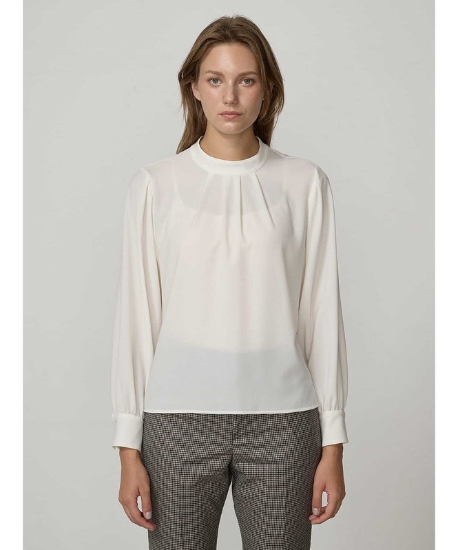 【SALE／50%OFF】Aquascutum WOMEN ジョーゼットスタンドカラー ブラウス アクアスキュータム トップス シャツ・ブラウス ホワイト【送料無料】