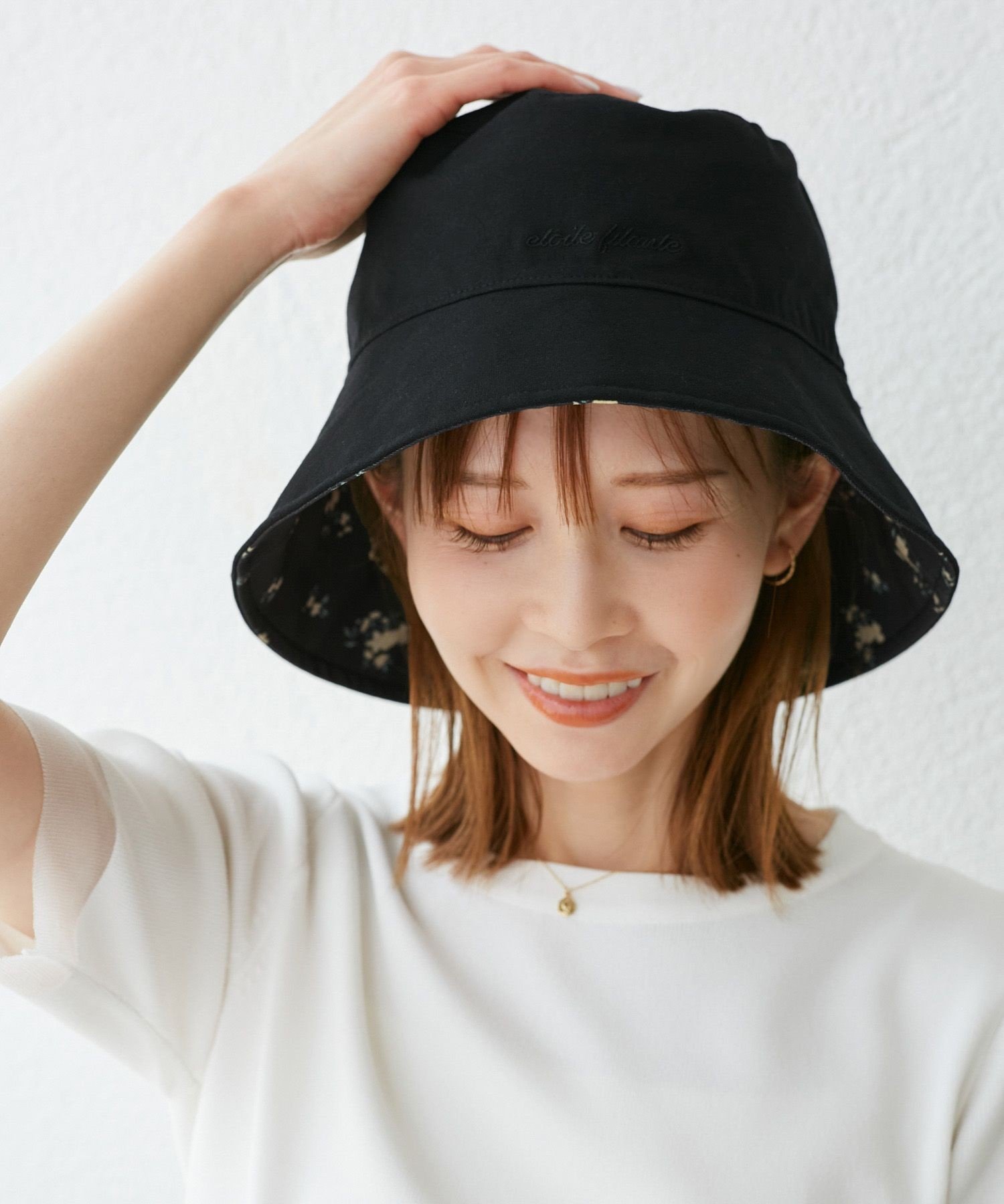 【SALE／50%OFF】ROPE' PICNIC PASSAGE 【UVカット・前後2WAY】マルチウェイフラワーリバーシブルハット ロペピクニック 帽子 ハット ベージュ ブラック