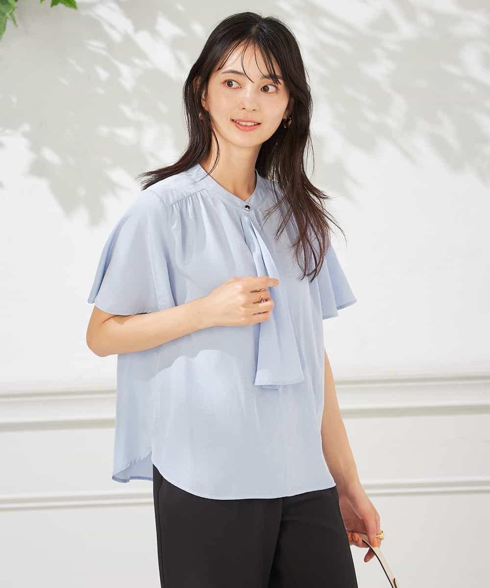 【SALE／50%OFF】a.v.v 【洗える】ドビードットラッフルブラウス アー・ヴェ・ヴェ トップス シャツ・ブラウス ブラック ホワイト