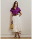 LAUREN RALPH LAUREN アイレット コットン ブロードクロス ミディ スカート ラルフローレン スカート その他のスカート ホワイト【送料無料】