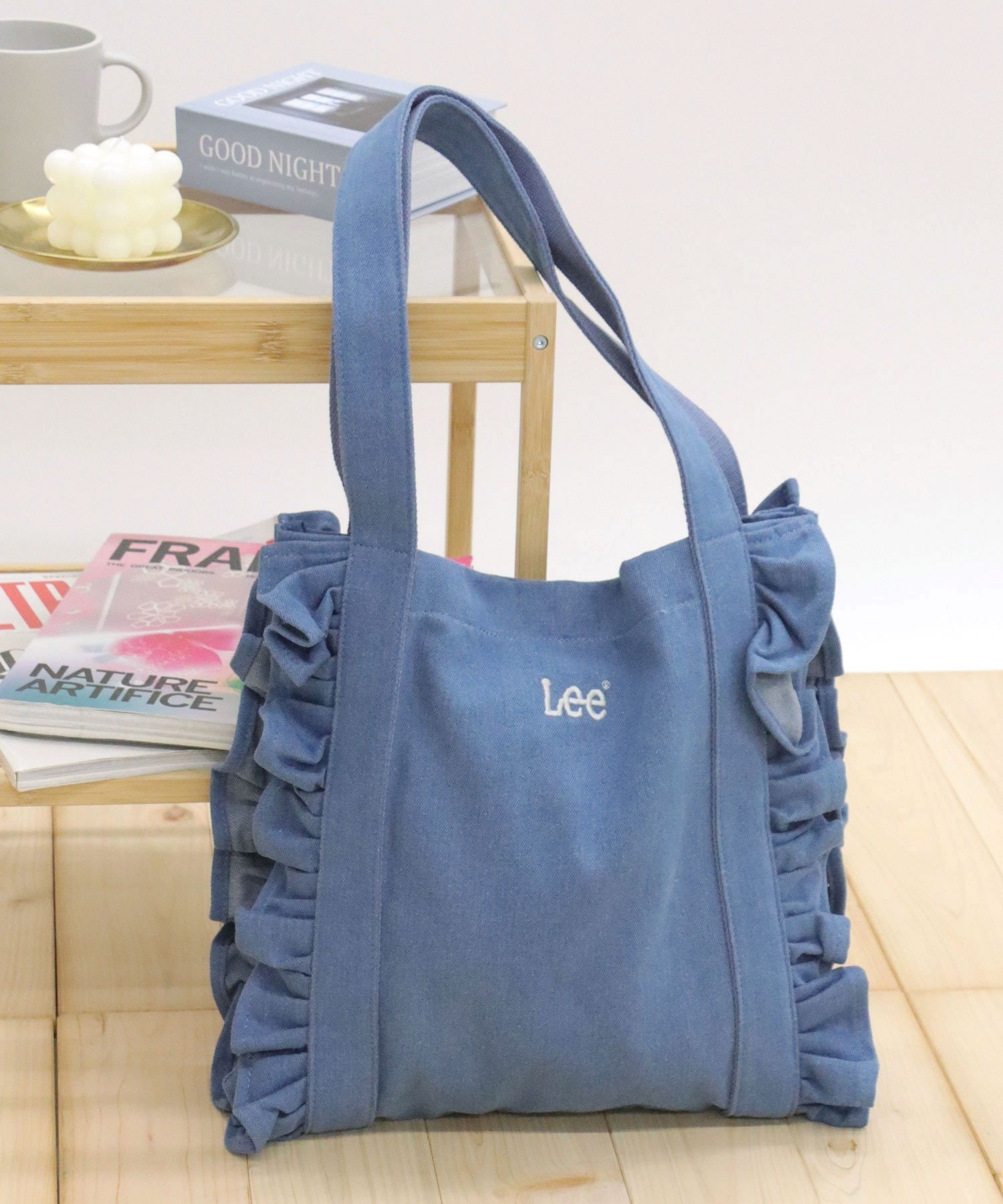 【SALE／1%OFF】Lee Lee リー トートバッグ フリル トート レディース デニム シルバーメタリック キャンバス サロンハミュー バッグ トートバッグ ブルー シルバー ホワイト ブラック【送料無料】
