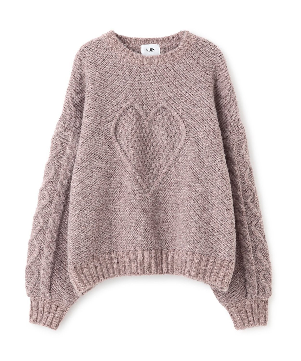 petit main 【リンク】ハートケーブルニット ナルミヤオンライン トップス ニット ブラウン グレー ホワイト【送料無料】のサムネイル