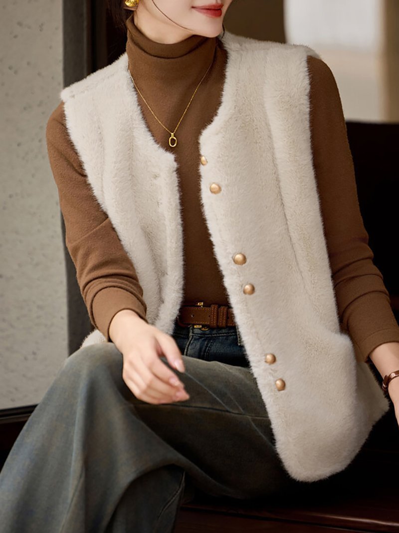 【SALE／25%OFF】Doux Belle フェイクファーベスト レディース ベスト ドゥー・ベル トップス ベスト・ジレ ベージュ【送料無料】 stylife-15477049 Rakuten Fashion サンプル画像2
