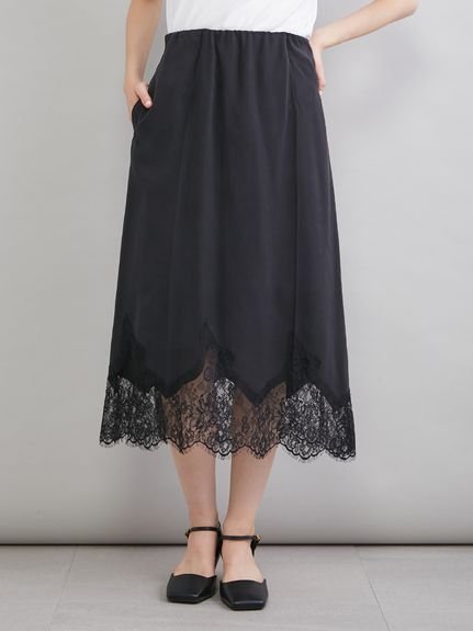 【SALE／50%OFF】Mila Owen レースヘムスカート ミラオーウェン スカート ロング・マキシスカート ブラック ネイビー【送料無料】 stylife-15501038 Rakuten Fashion パッケージ画像