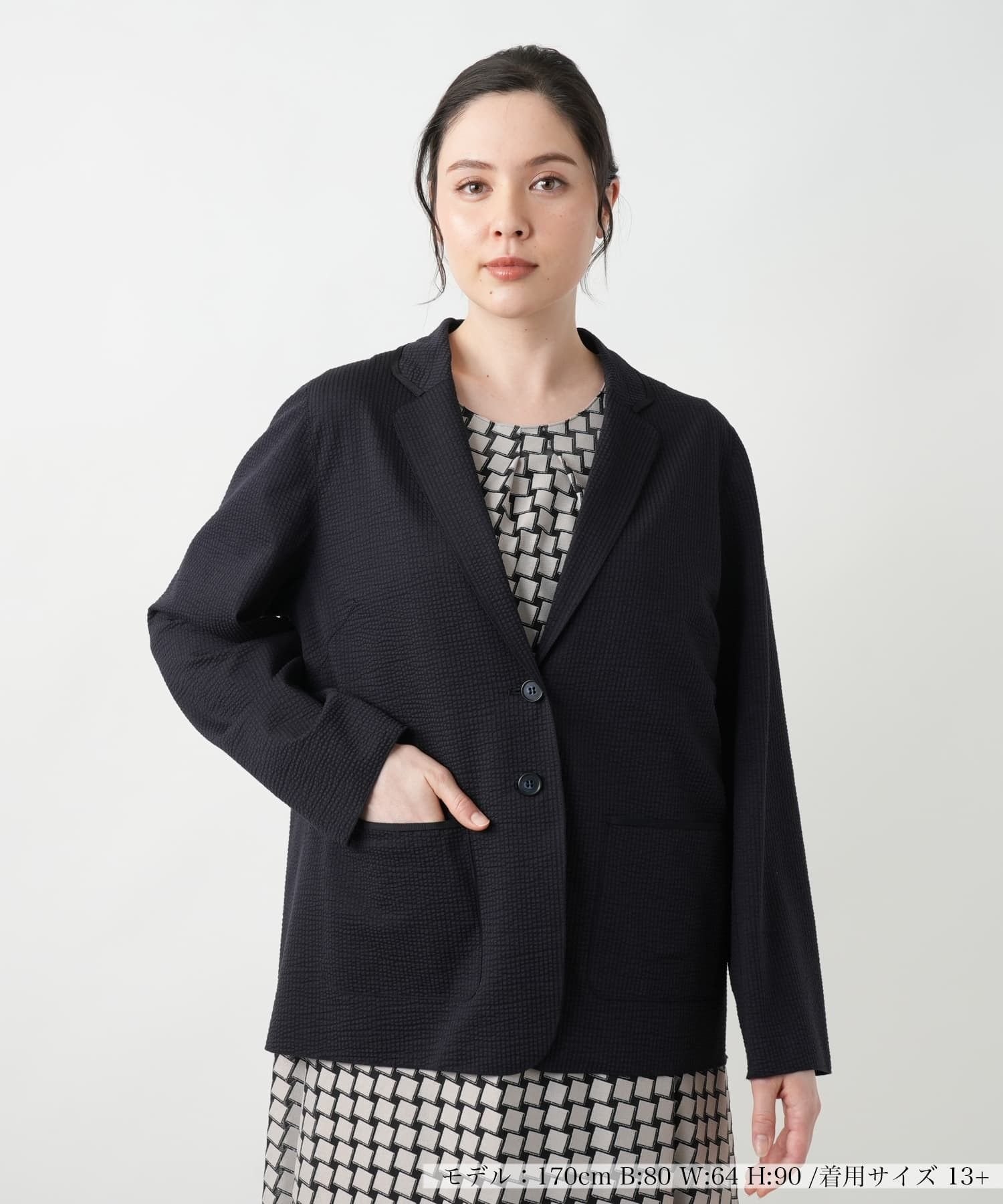 Leilian PLUS HOUSE 【店頭人気】ブレザー レリアン プラスハウス ジャケット・アウター テーラードジャケット・ブレザー ネイビー