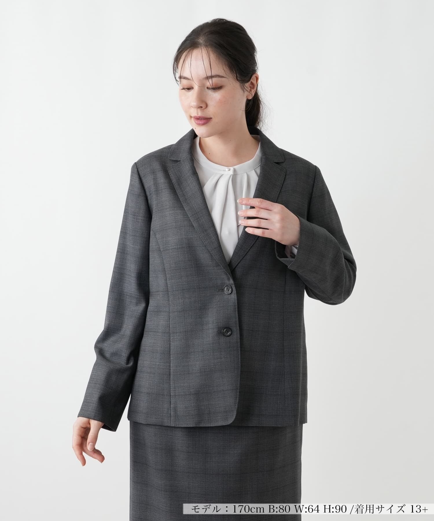 Leilian PLUS HOUSE ブレザー レリアン プラスハウス ジャケット・アウター テーラードジャケット・ブレザー ネイビー グレー