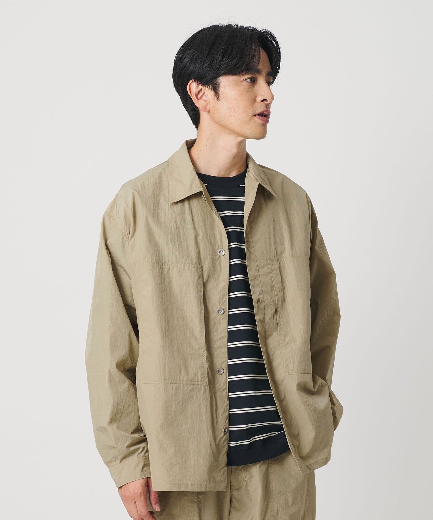 ＜koti BEAUTY&YOUTH＞ナイロン シャツ ジャケット ユナイテッドアローズ アウトレット トップス シャツ・ブラウス ネイビー ベージュ