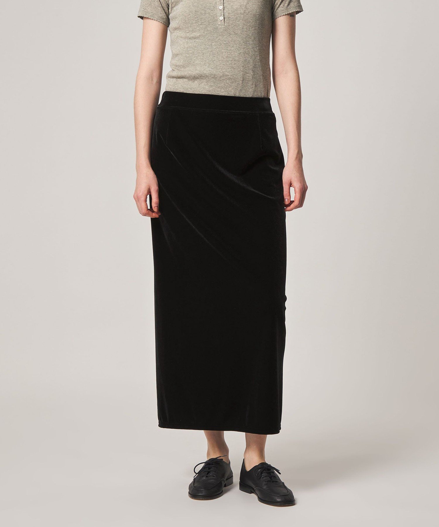 Steven Alan ＜Steven Alan＞ベロア ストレート ロング スカート ビューティー＆ユース　ユナイテッドアローズ スカート その他のスカート ブラック【送料無料】