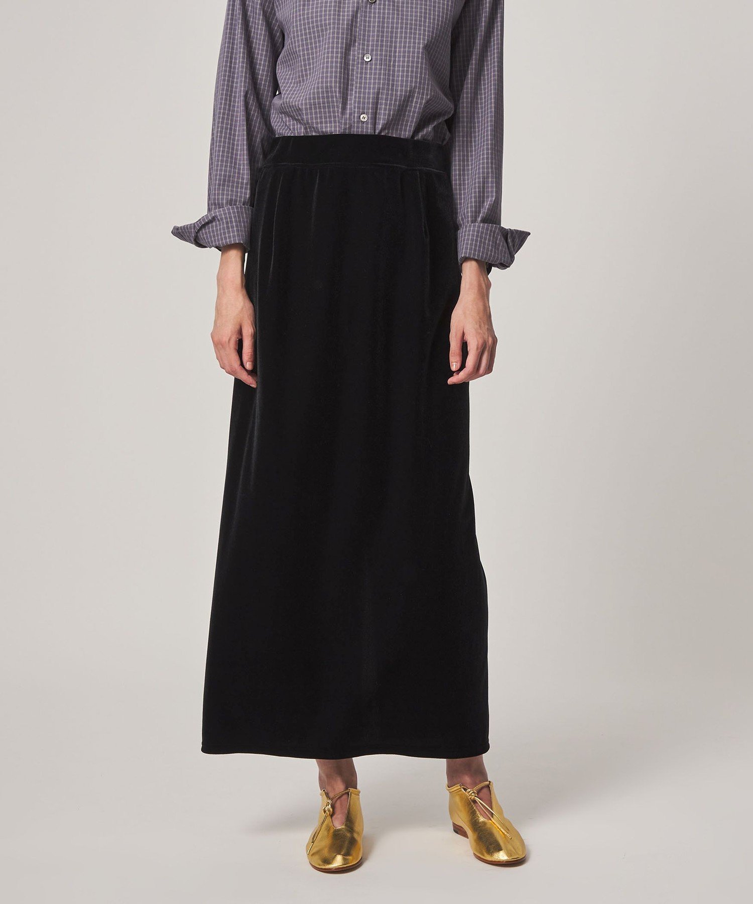 Steven Alan ＜Steven Alan＞ベロア ストレート ロング スカート ビューティー＆ユース ユナイテッドアローズ スカート その他のスカート ブラック