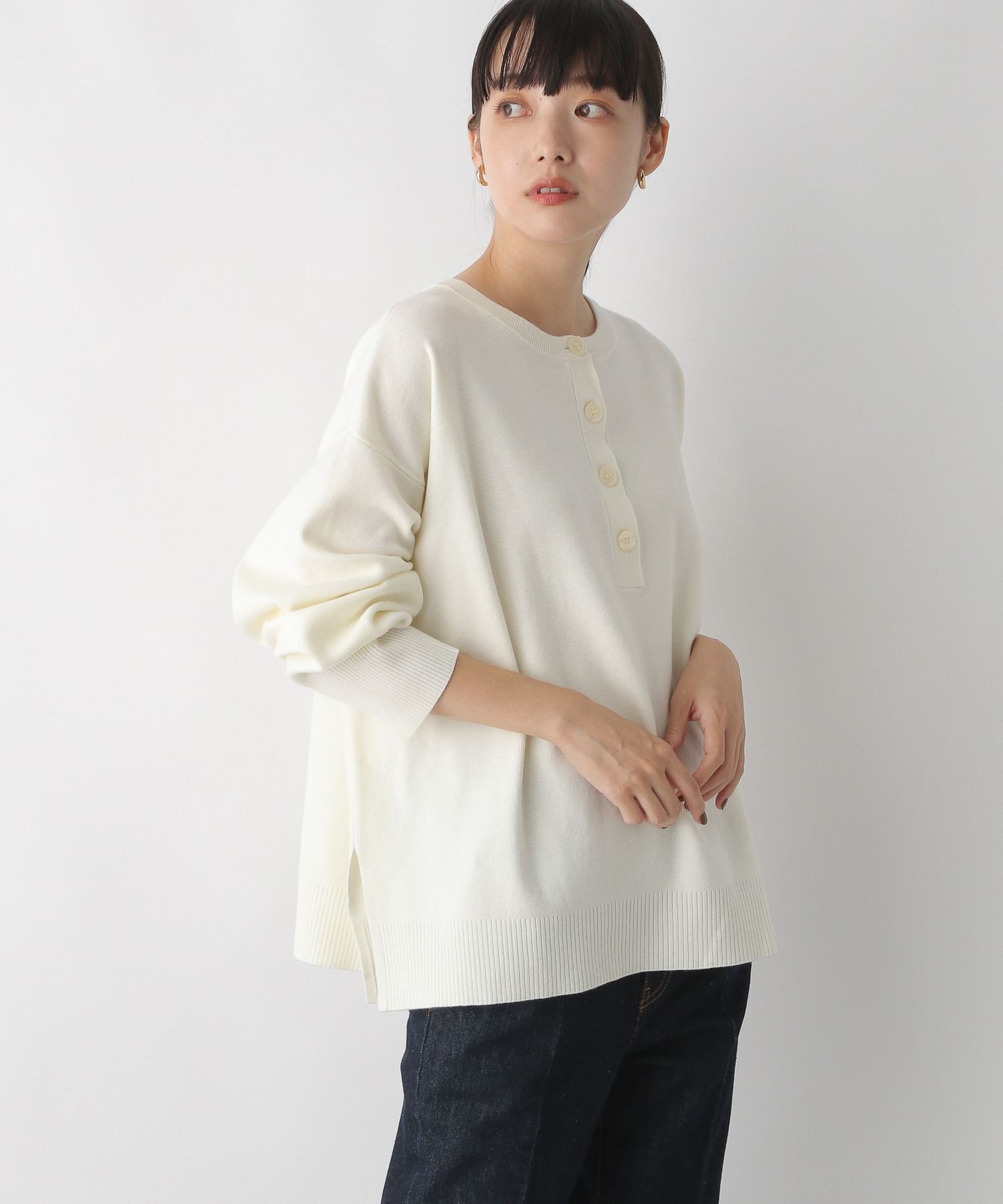 【SALE／62%OFF】LOWRYS FARM (W)ウスモチヘンリーPOLS ローリーズファーム トップス ニット ホワイト グリーン ピンク ブラウン ブラックのサムネイル