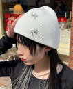 Chikashitsu + 【Chikashitsu +】ribbon beanie メタルリボン ビーニー ニット帽 ニットキャップ ネバーマインドザエックス...