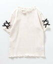 【SALE/23%OFF】apres les cours WEB限定 袖リボンTシャツ エフオーオンラインストア トップス カットソー・Tシャツ ホワイト グリ...