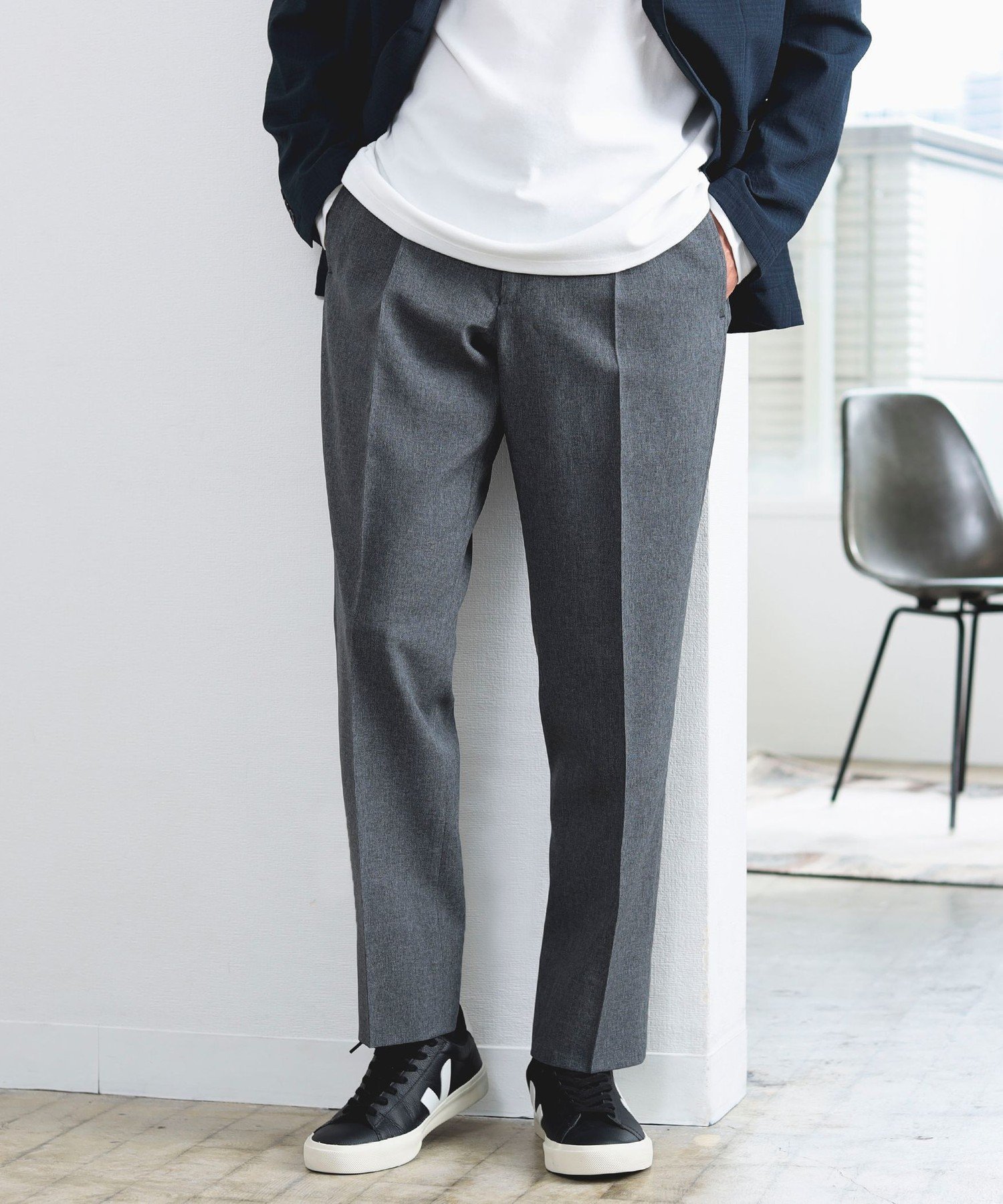 NOMAD Reflax(R) ストレッチ 1プリーツ スラックス ビームス アウトレット パンツ その他のパンツ グレー