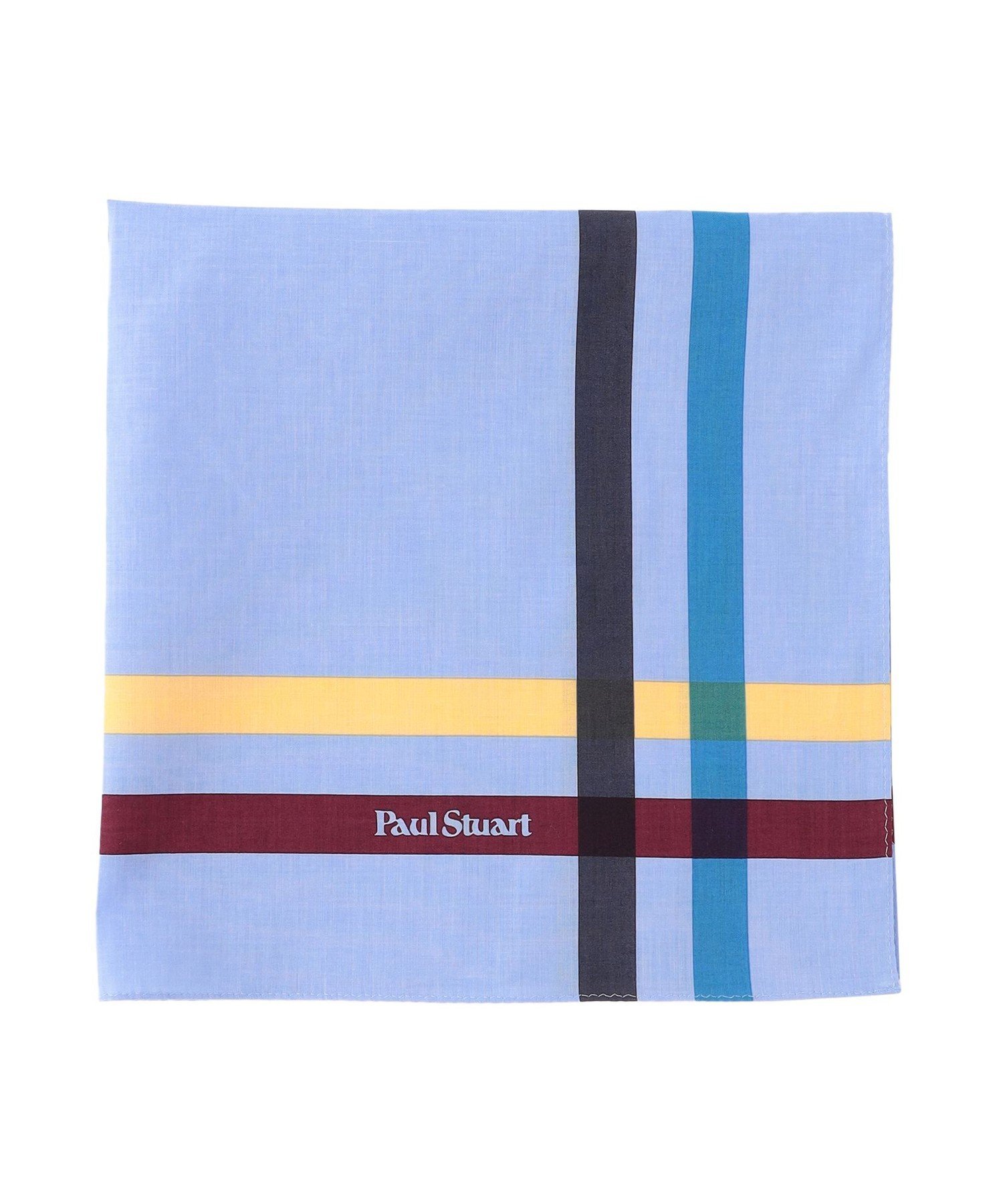 Paul Stuart カラーラインプリントハンカチ ポール・スチュアート ファッション雑貨 ハンカチ・ハンドタオル イエロー パープル グレー ブルー