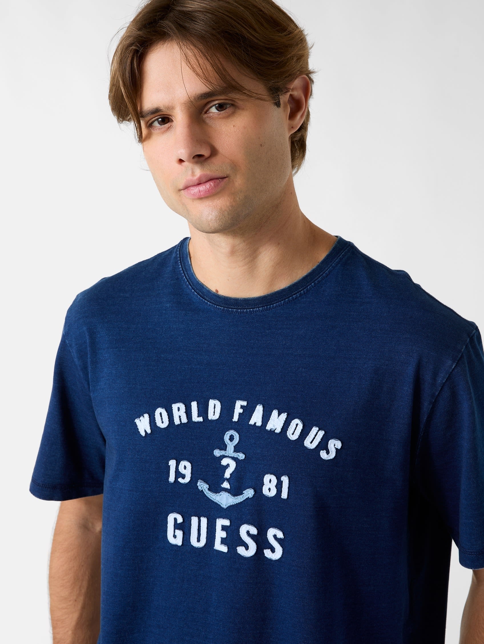GUESS Tシャツ (M)MARINE Indigo Tee ゲス トップス カットソー・Tシャツ ブルー