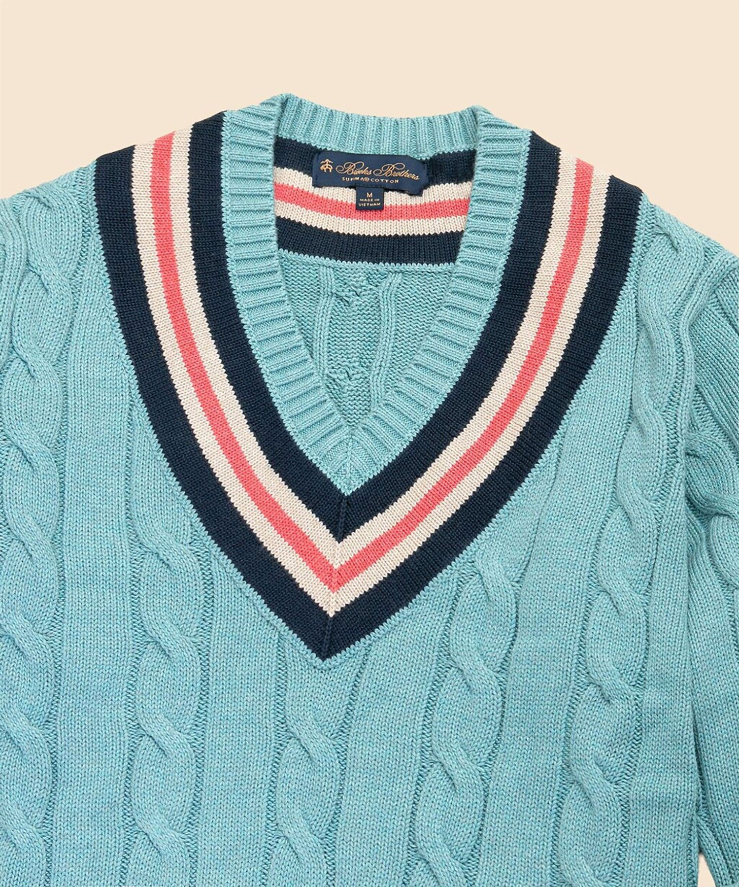 BROOKS BROTHERS スーピマコットン ケーブル テニスセーター ブルックス ブラザーズ トップス ニット ブルー【送料無料】