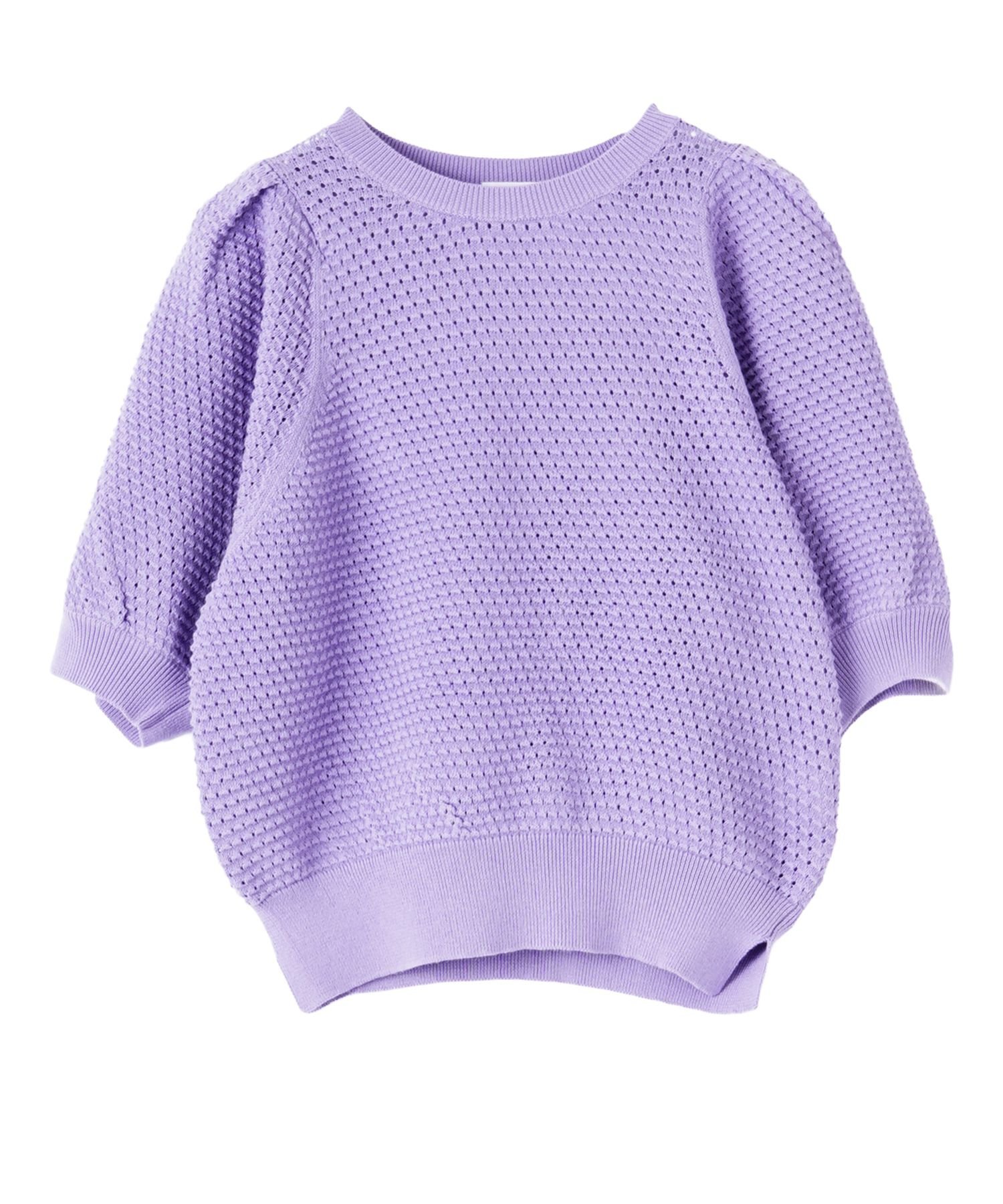 【SALE／50%OFF】LANVIN en Bleu アイレットパフスリーブニット ランバンオンブルー トップス ニット ブラック ホワイト パープル【送料無料】