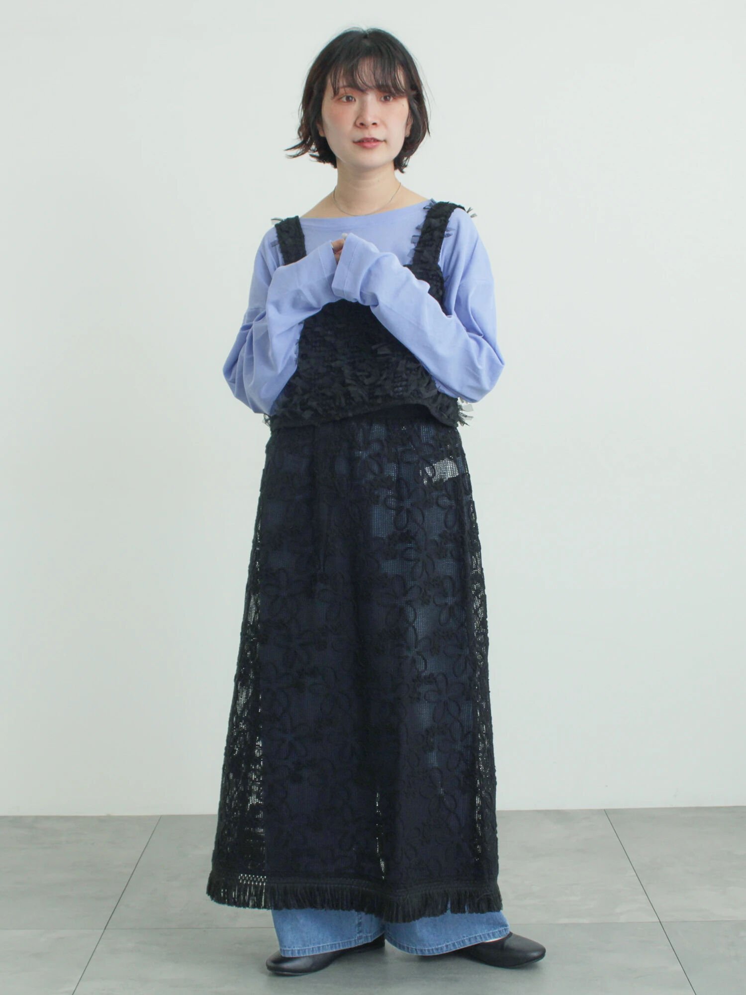 Samansa Mos2 刺繍レースメッシュスカート サマンサモスモス スカート その他のスカート ホワイト ブラック