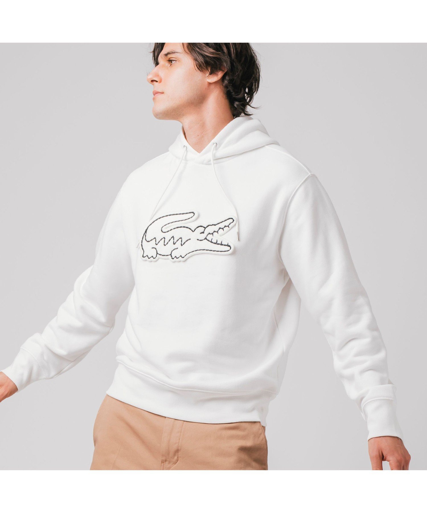 【SALE／40%OFF】LACOSTE ビッグクロックエンブレムスウェットパーカ ラコステ カットソー パーカー ネイビー ホワイト ベージュ ブラウン【送料無料】