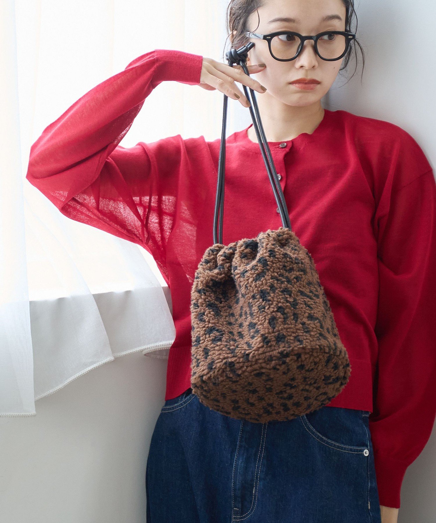 coen アソートボア巾着ショルダーバッグ コーエン バッグ ショルダーバッグ ベージュ ブラウン ブラック ホワイト【送料無料】のサムネイル