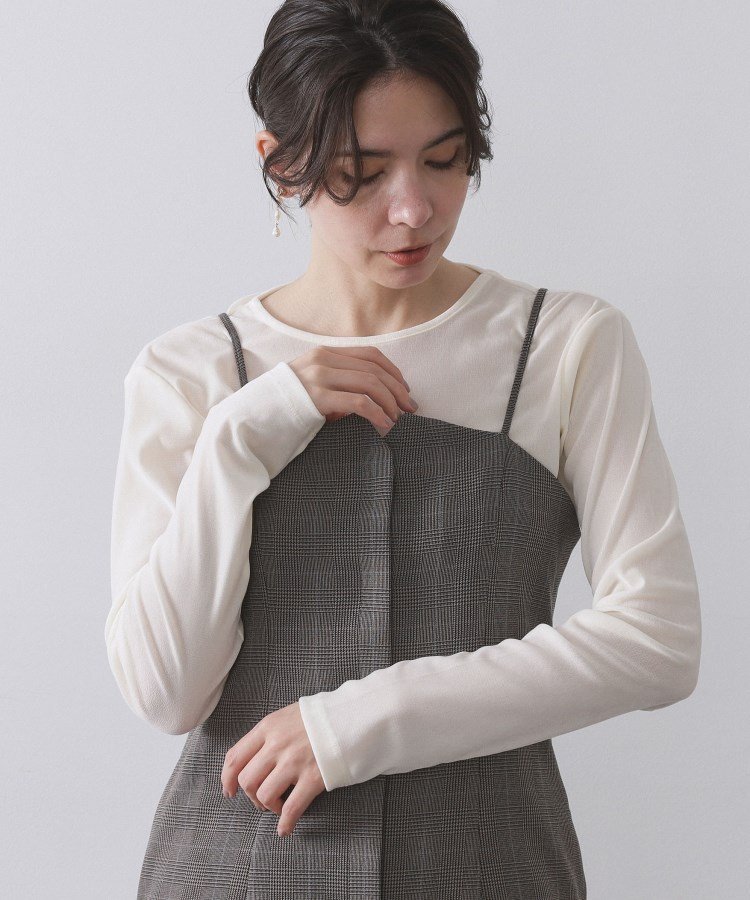 OPAQUE.CLIP フロッキーチュールトップス【洗濯機洗い可】 オペークドットクリップ トップス カットソー・Tシャツ グレー ワインレッド ブラック ホワイトのサムネイル