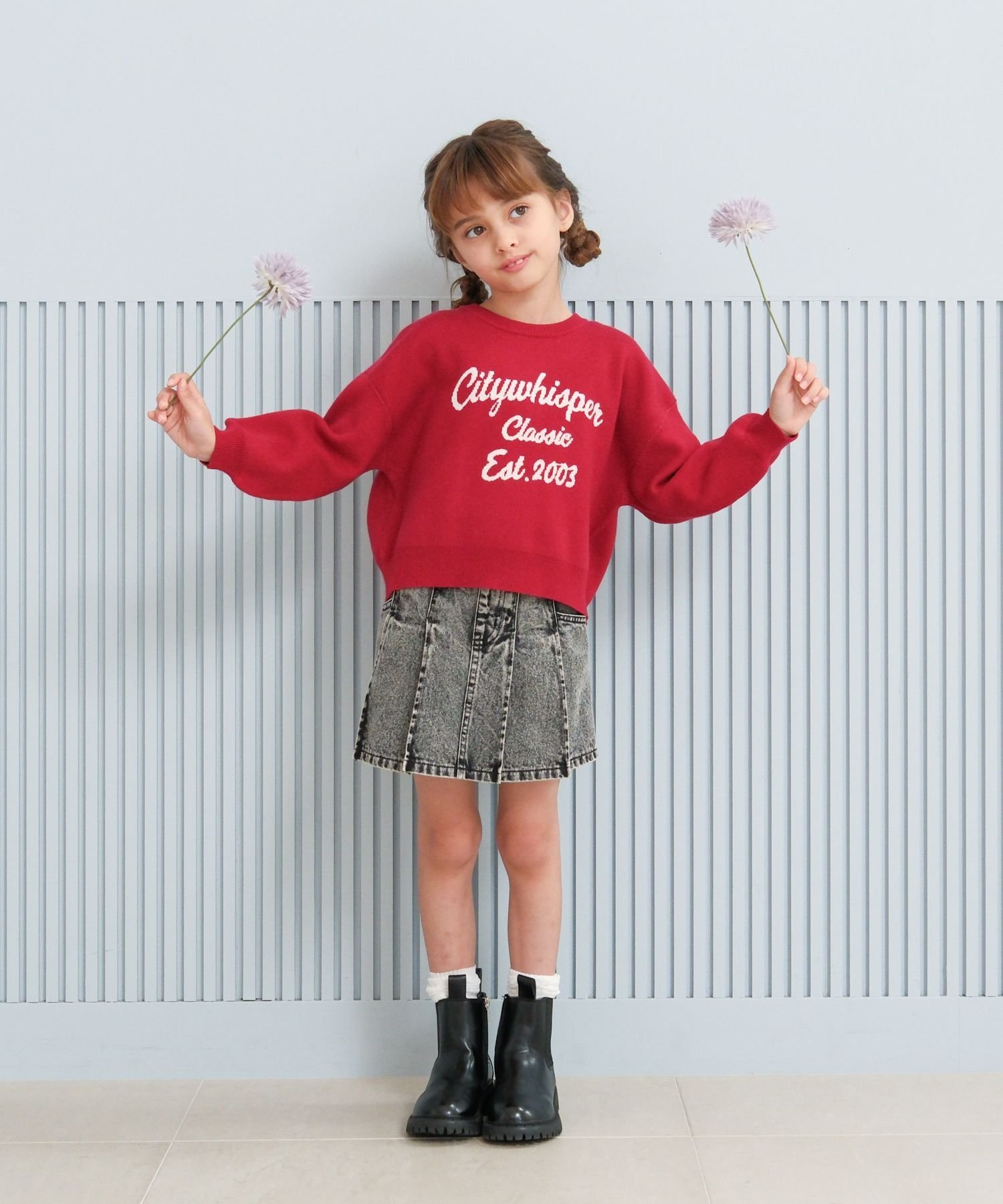 GLOBAL WORK メルティアソートニットプルオーバー/100-120cm展開/595587 グローバルワーク トップス ニット ホワイト レッドのサムネイル